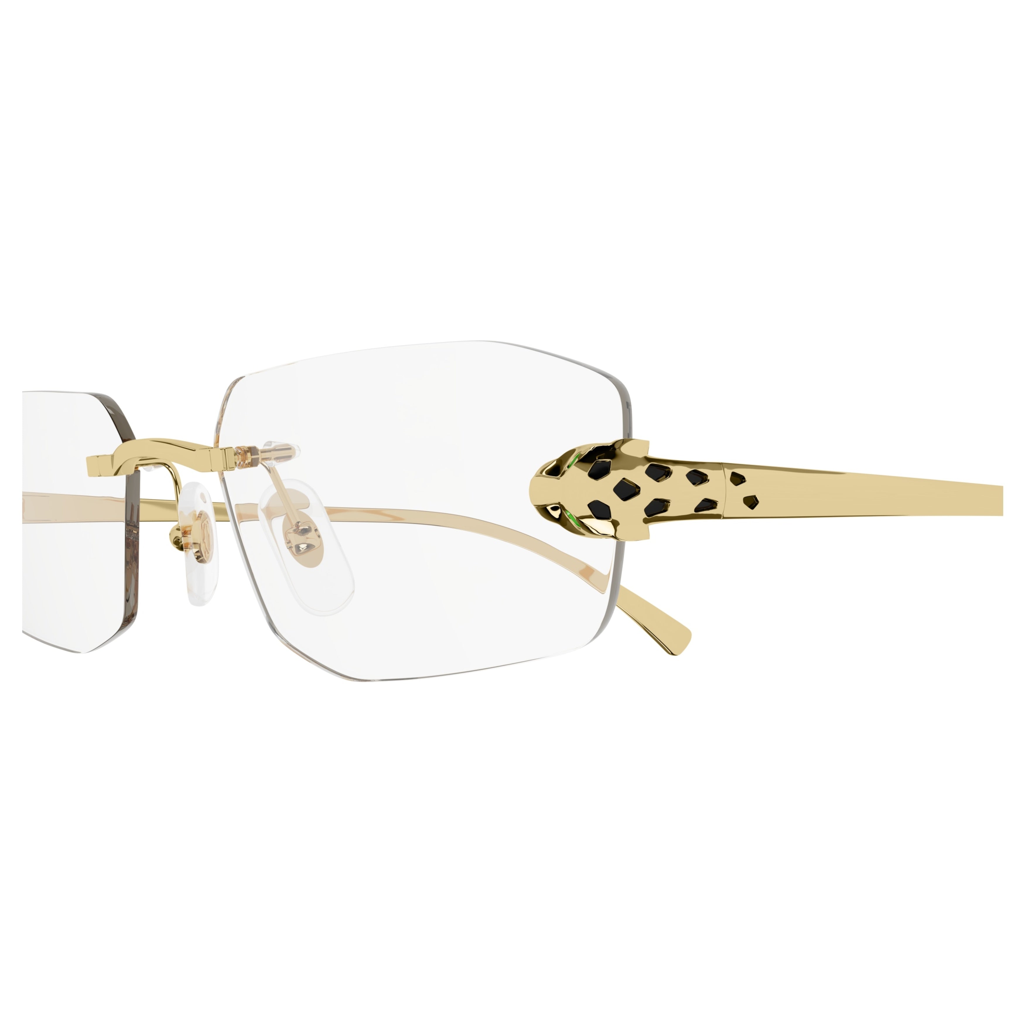 Rimless Eyeglasses With Panther Head Design In Gold