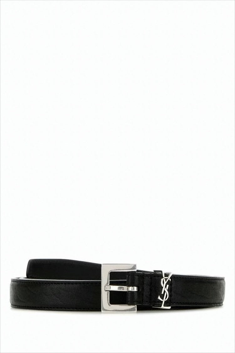 Narrow Lambskin Belt with Polished Brass Buckle