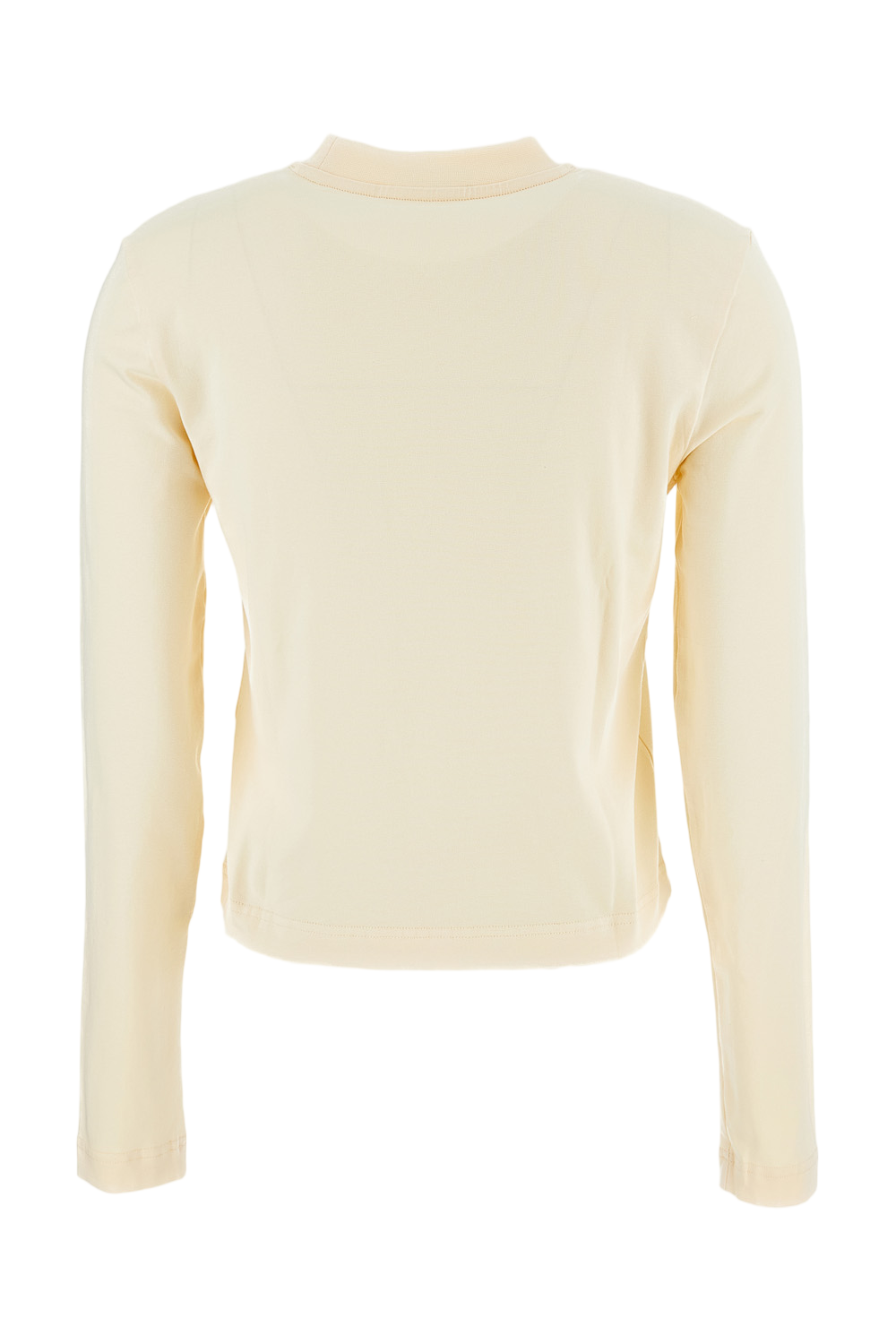 Cropped Cream Long-Sleeved T-Shirt