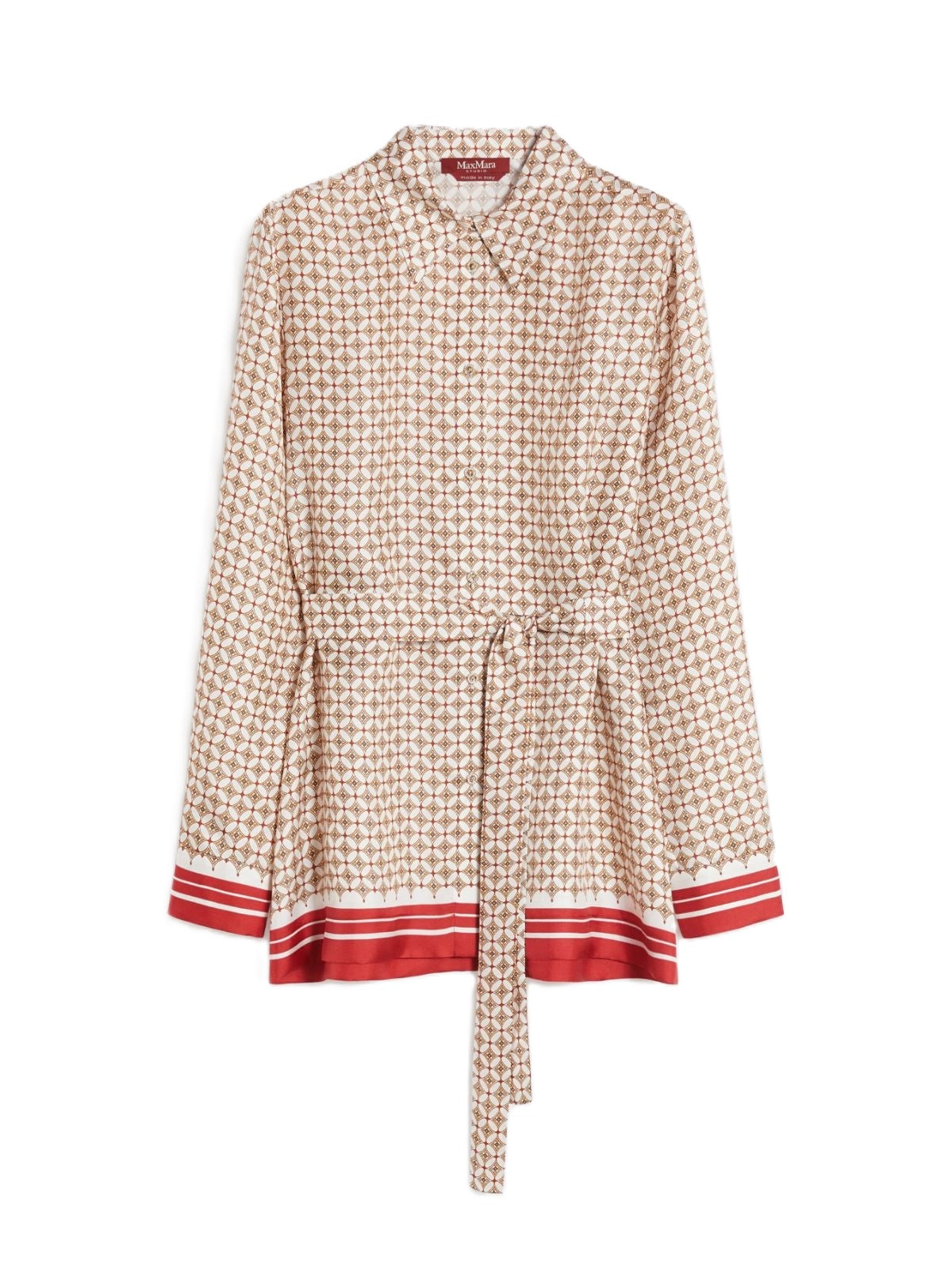 Geometric Pattern Top with Structured Collar