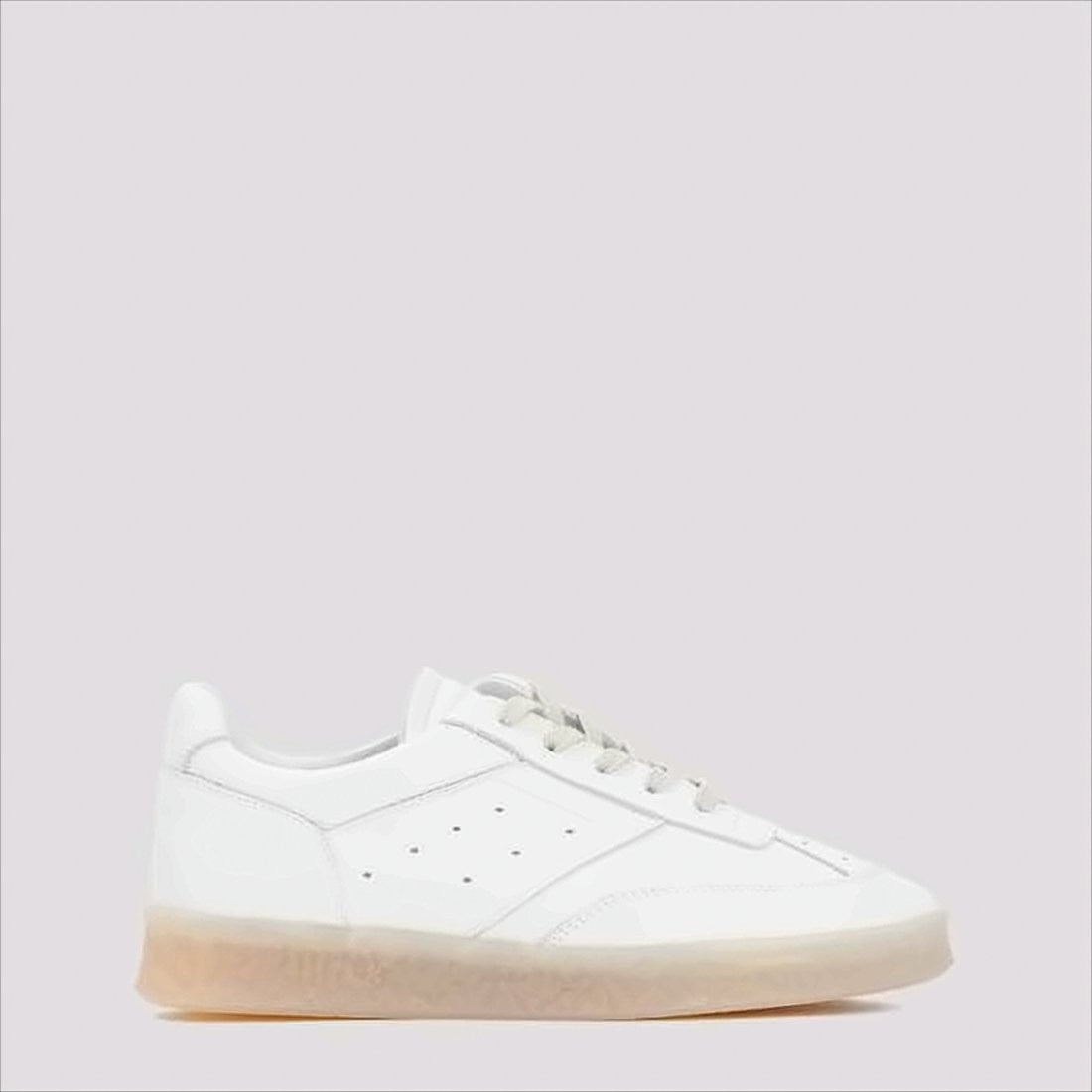 Low-Top Sneakers With Translucent Rubber Sole And Perforated Detailing