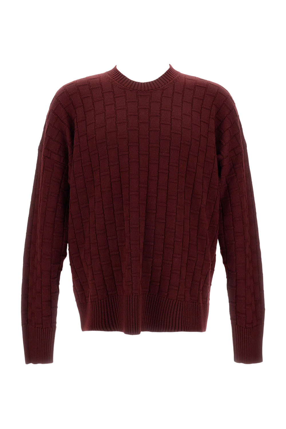 Textured Checked Wool Sweater