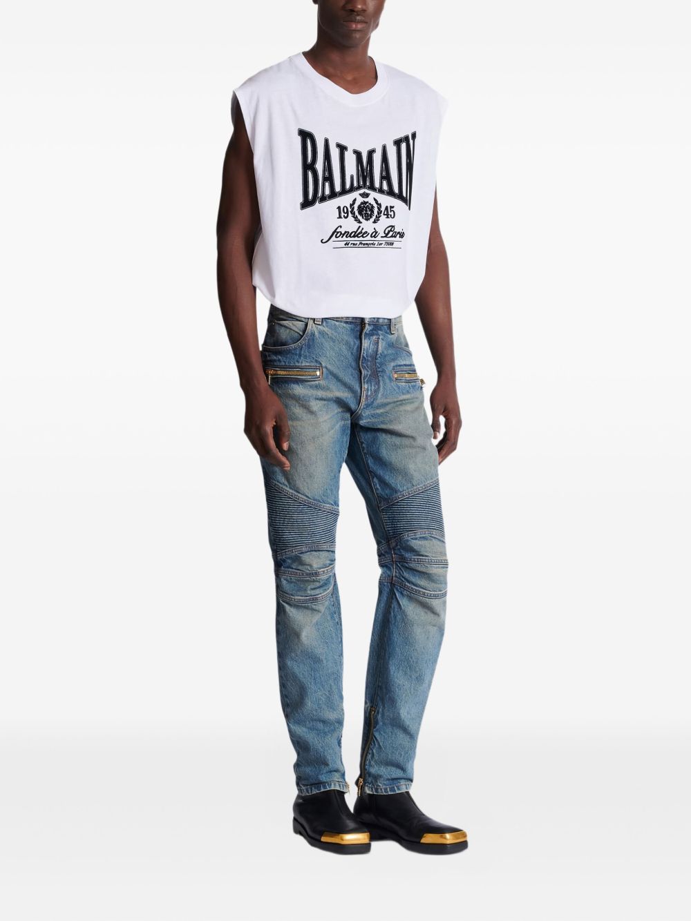 Denim Jeans with Ribbed Details