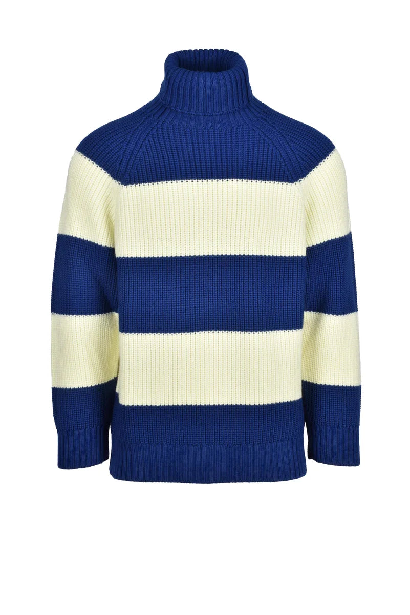 High Neck Sweater Virgin Wool - Blue/Yellow