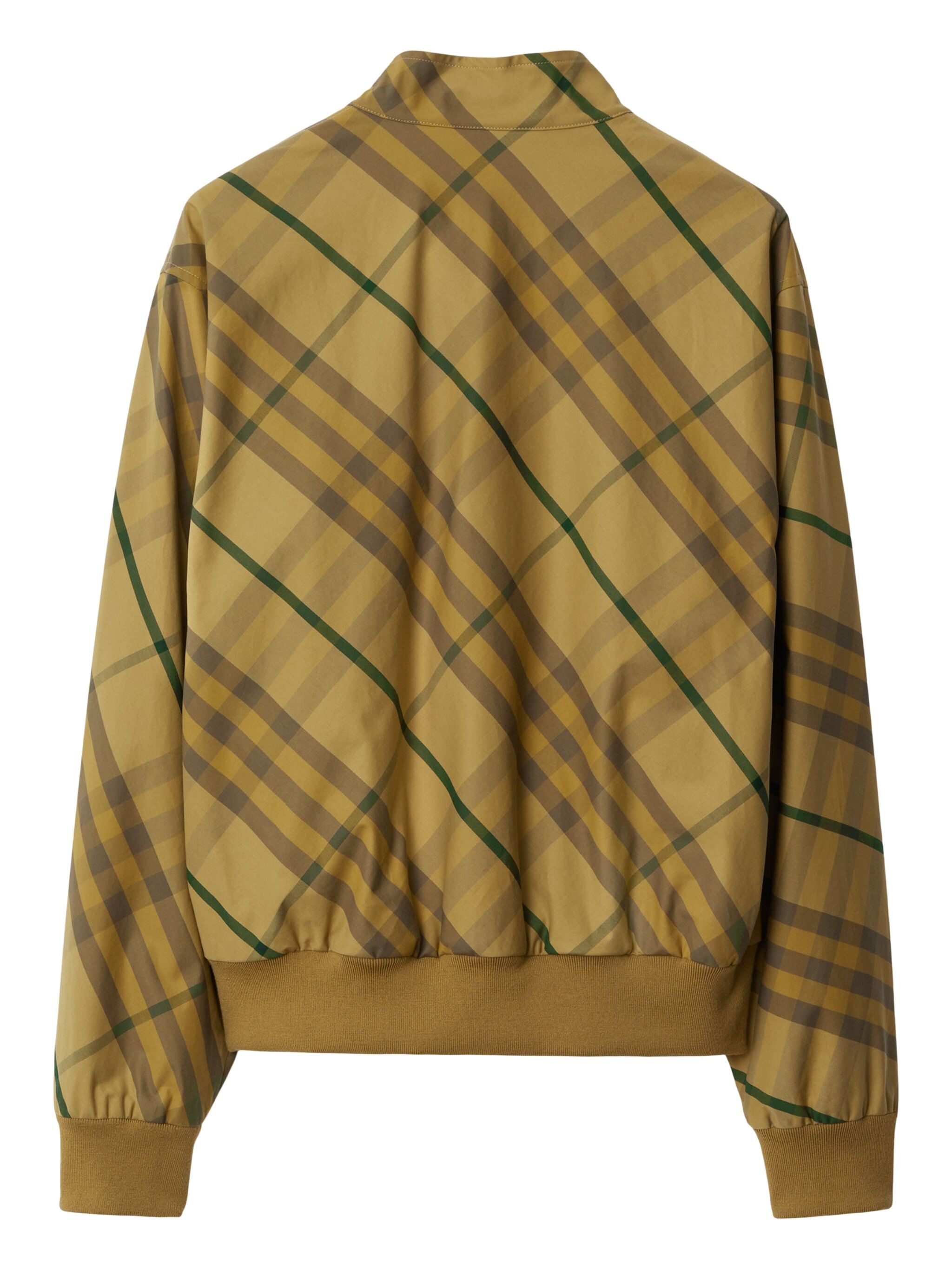 Check Brown Cotton Bomber Jacket