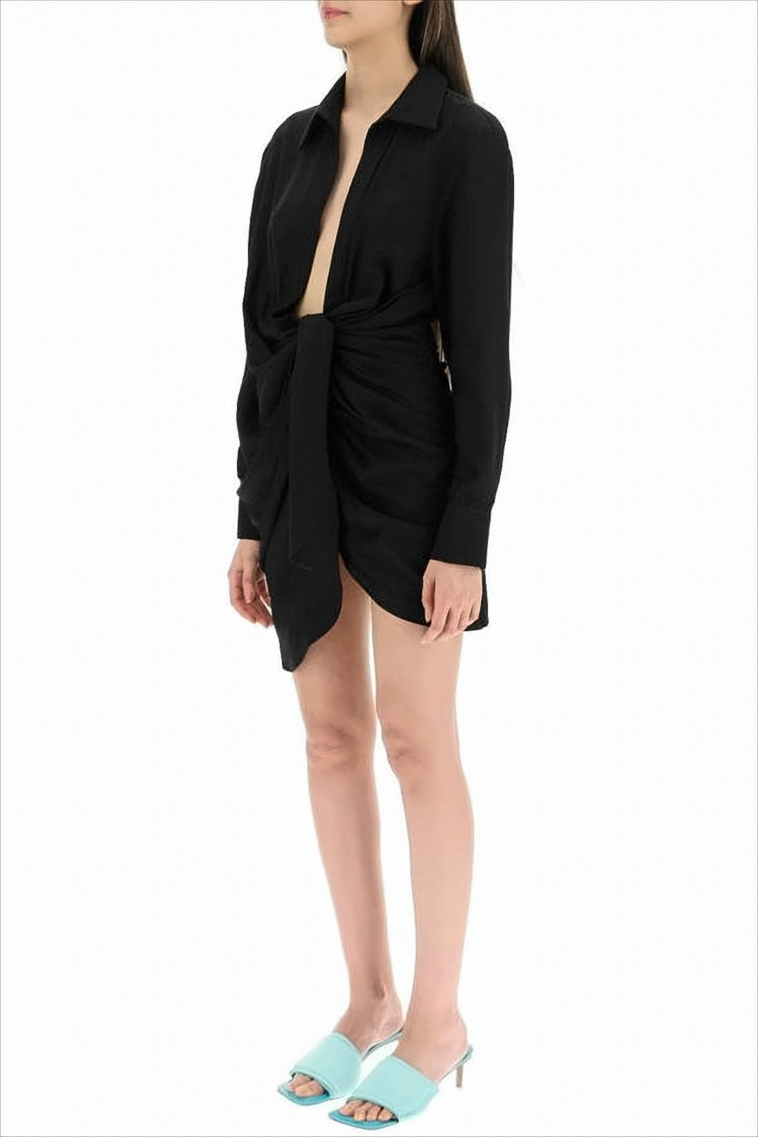 Midi Dress with Deep V Neckline