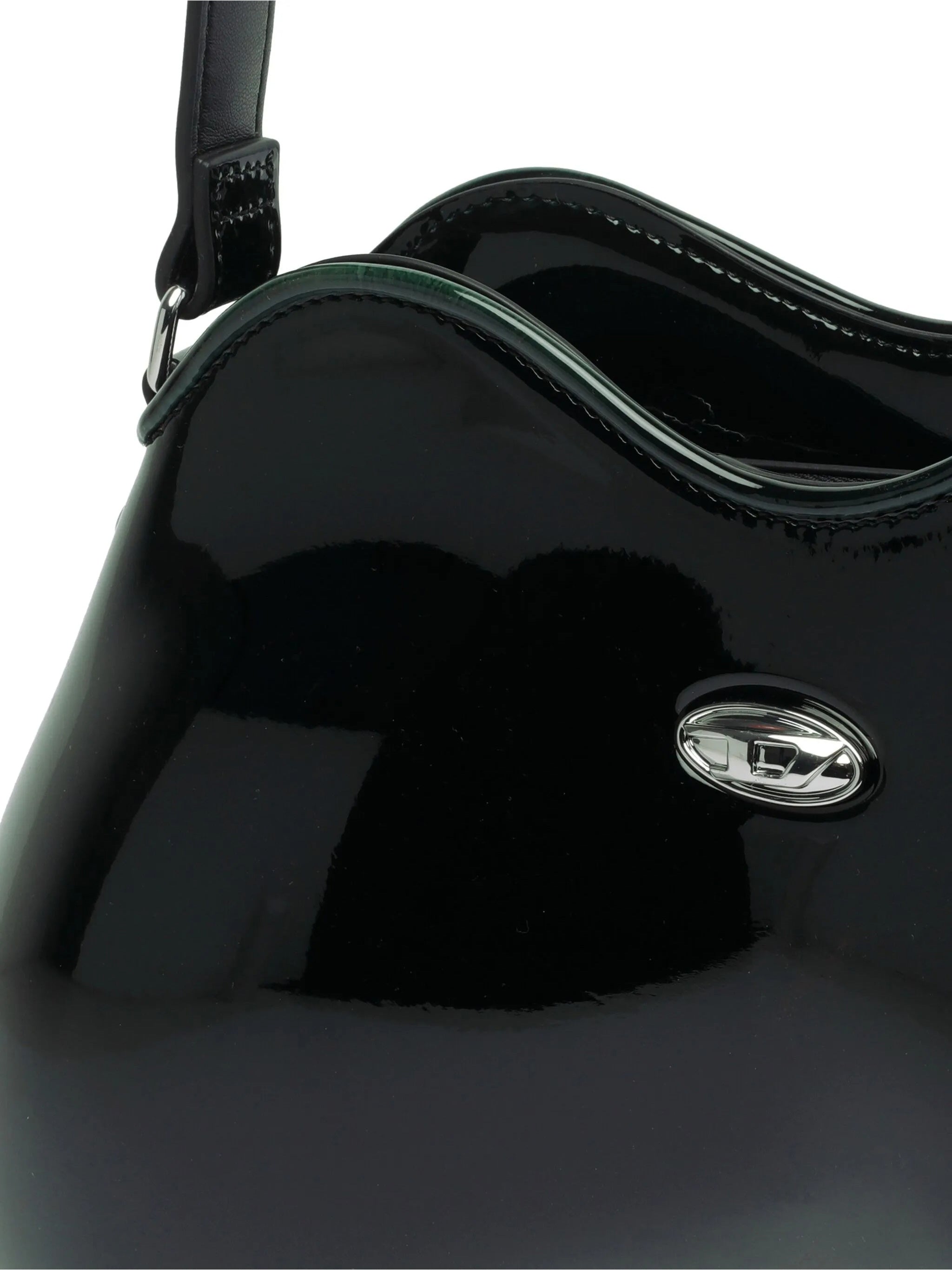 Black Play Double-D Curved Patent Handbag