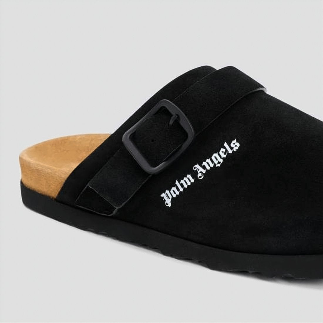 Matte-Finish Suede Slip-On Mules with Adjustable Strap