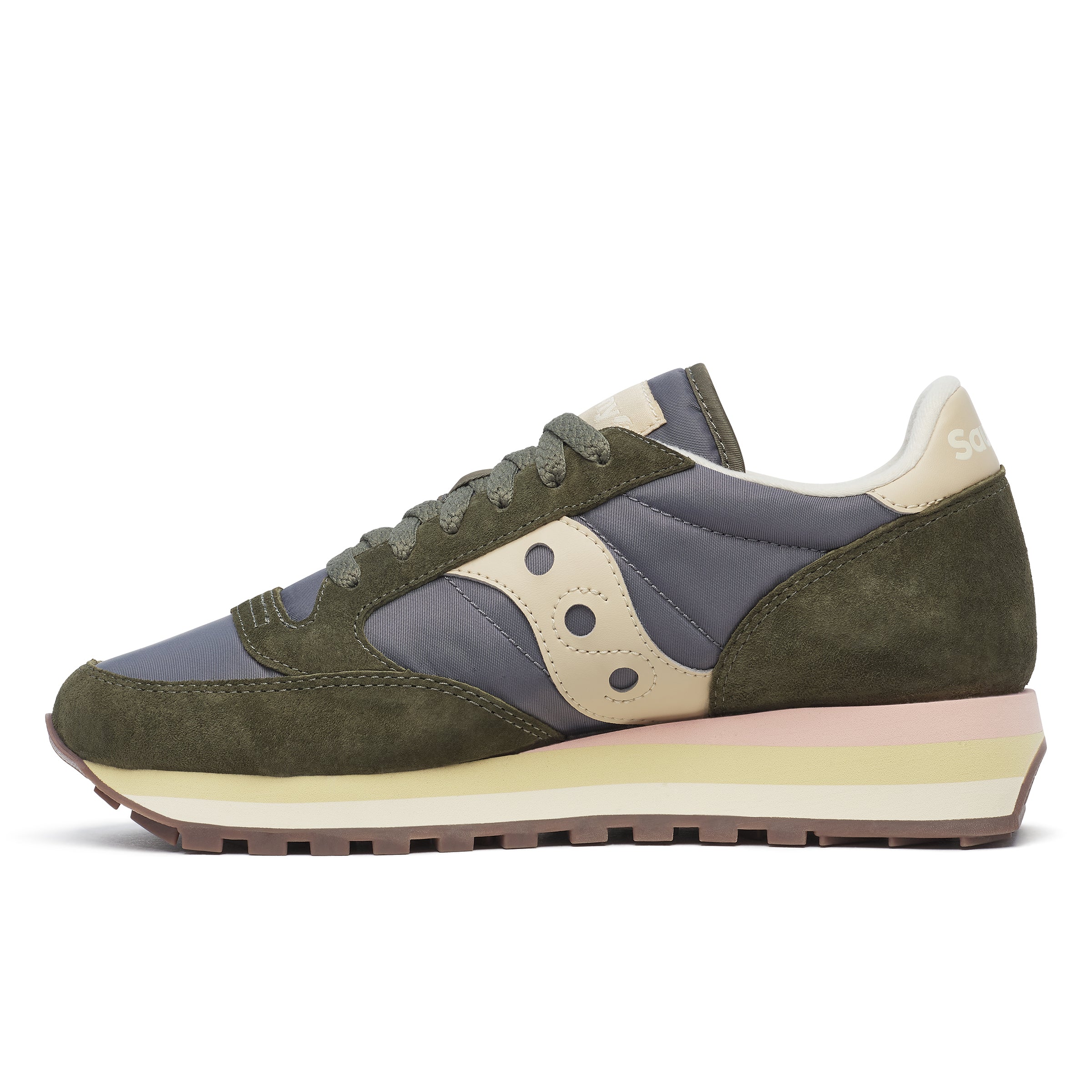 Olive Green Suede and Fabric Sneakers