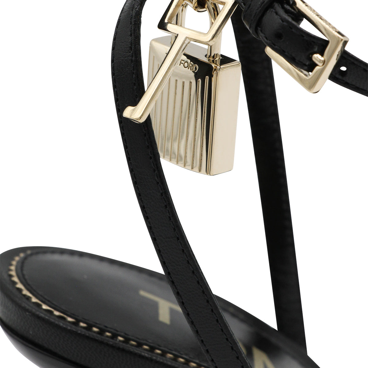 Black Sandals with Metallic Gold Stiletto Heel