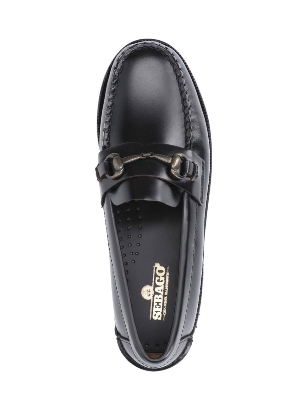 Moccasin-Style Black Leather Flats
