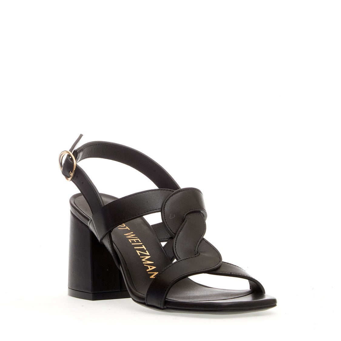 Black Braided Leather Sandal Heel 75 Mm