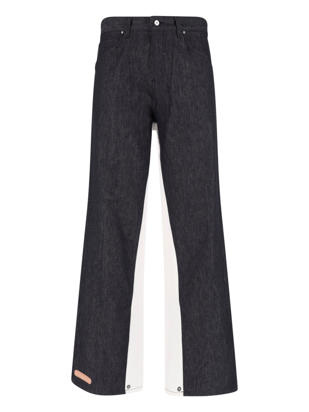 Black Color-block Wide-Leg Denim Jeans