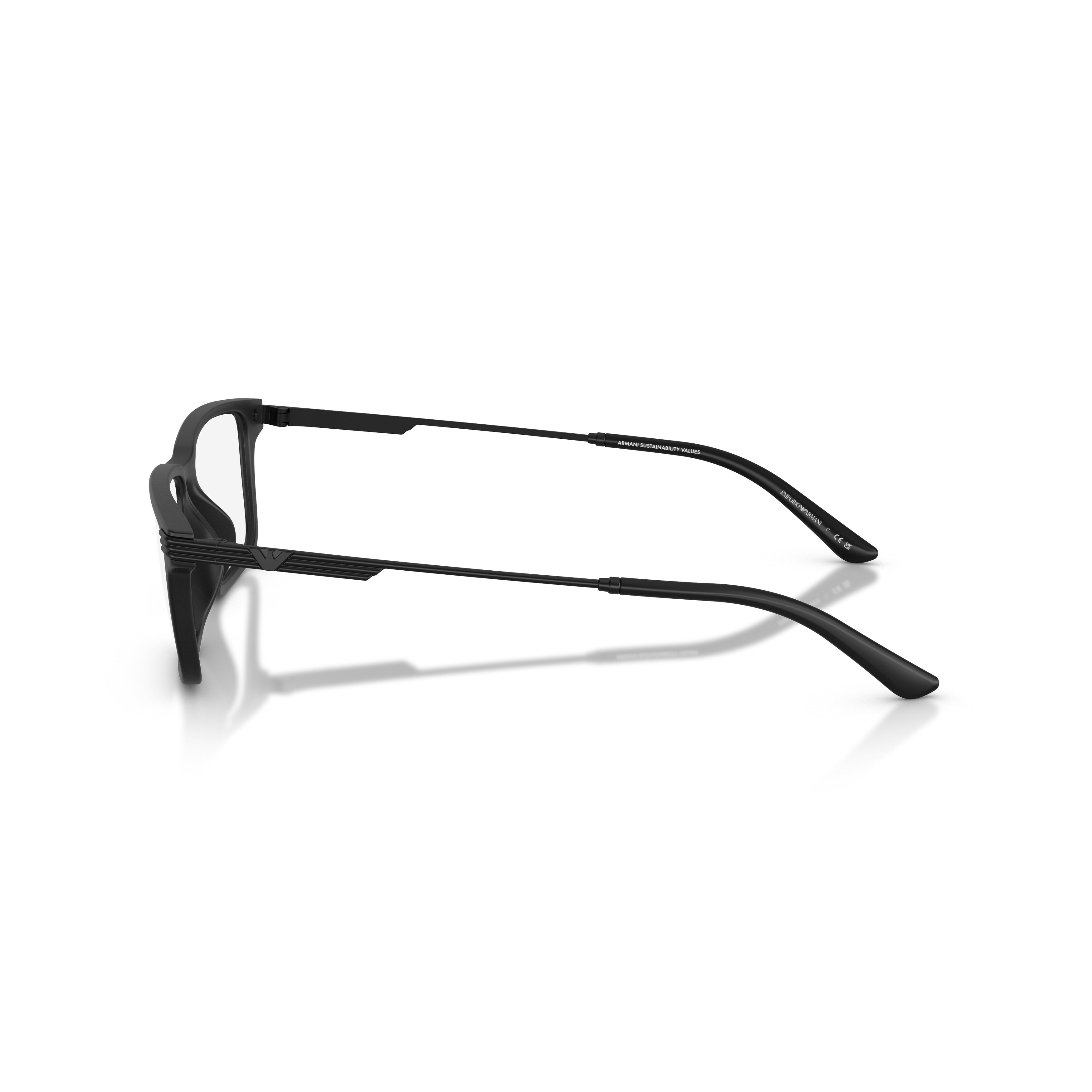 0ea3268u Rectangular Matte Black Eyeglasses with Ridged Temples