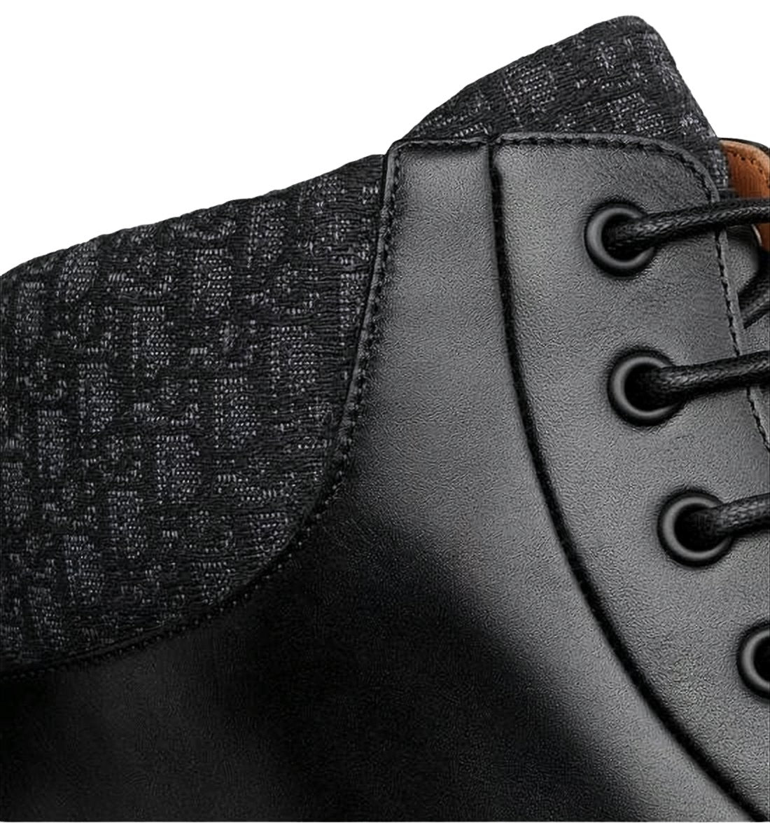Lace-Up Ankle Boots with Textured Collar