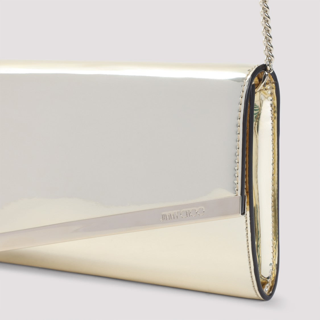 Rectangular Clutch Bag In Mirror Gold Leather