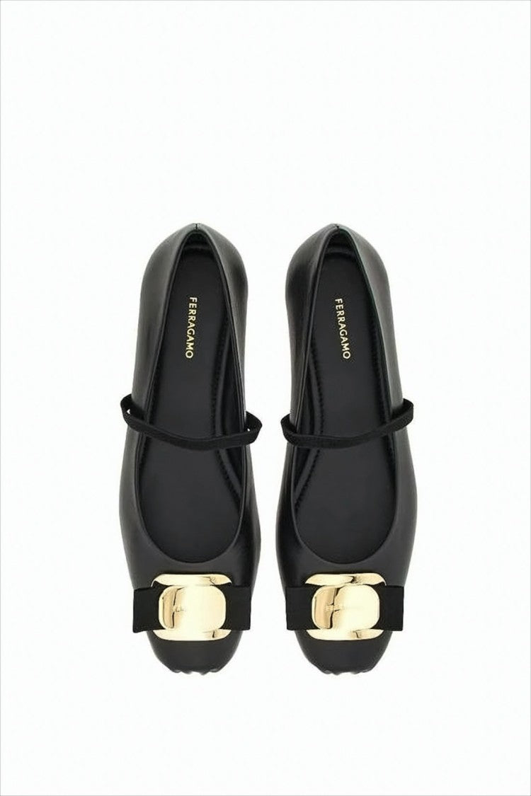 Lambskin Flats with Gold-Tone Buckle Detail