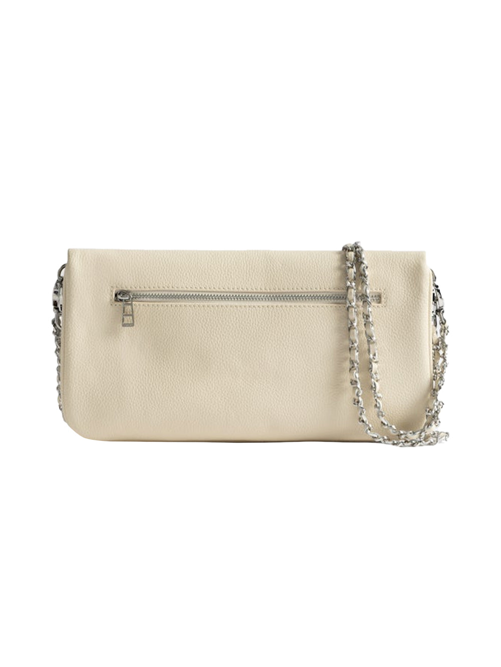 Pebbled Texture Clutch Bag with Metallic Wing Emblem