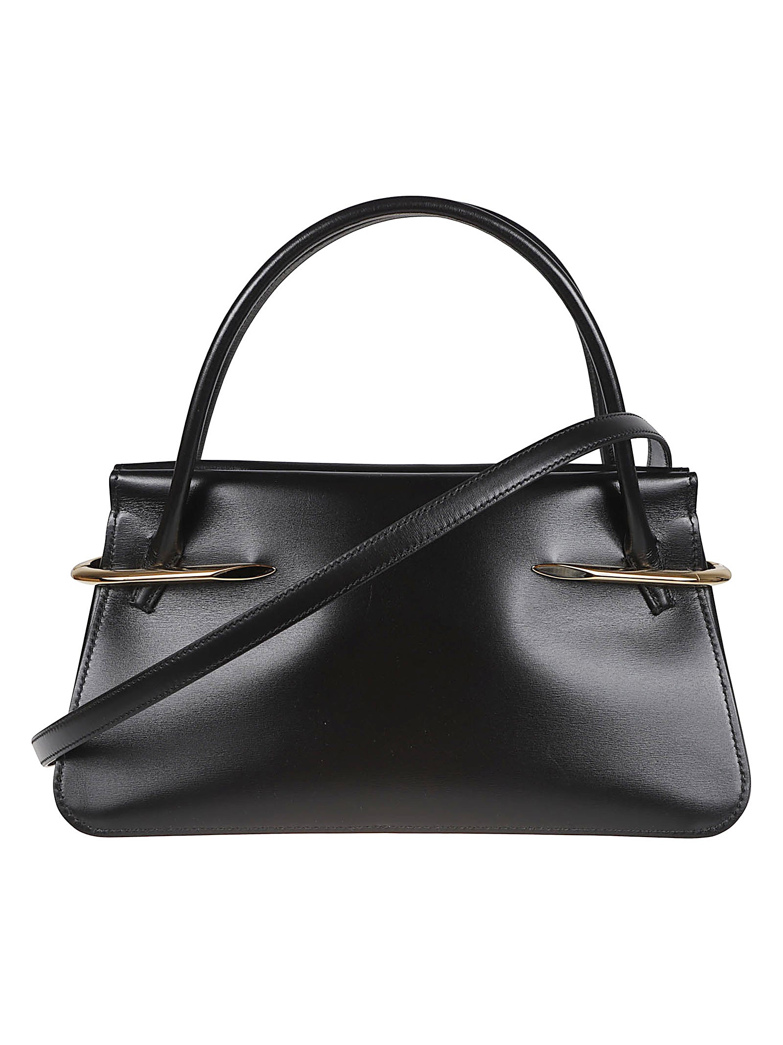 Textured Calf Leather Bag With Gold-Finish Accents