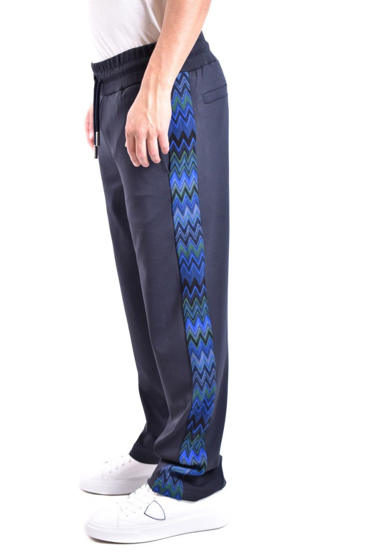 Sky Blue Trousers With Zigzag Pattern