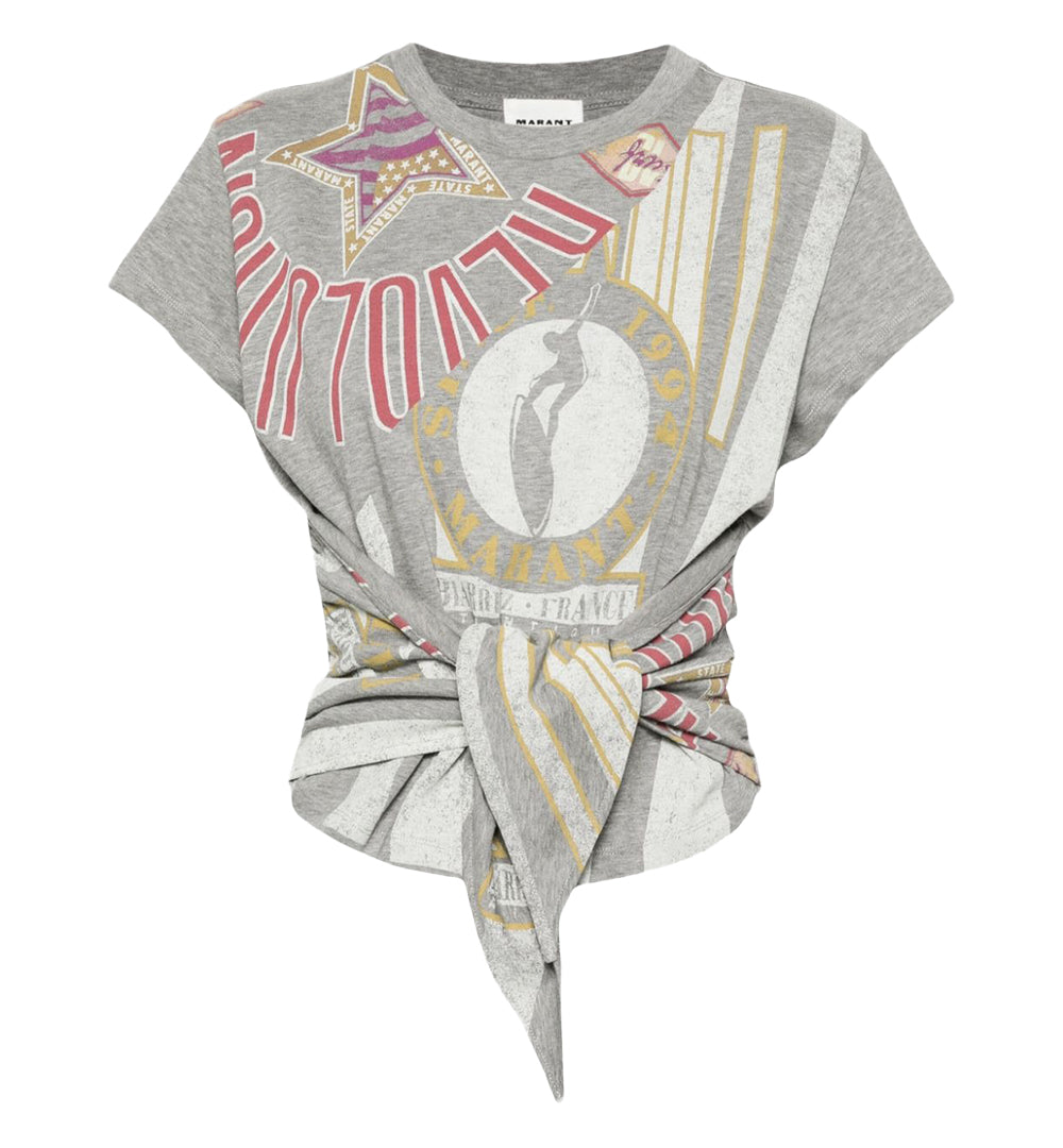 Short-Sleeve T-Shirt with Front Knot Design