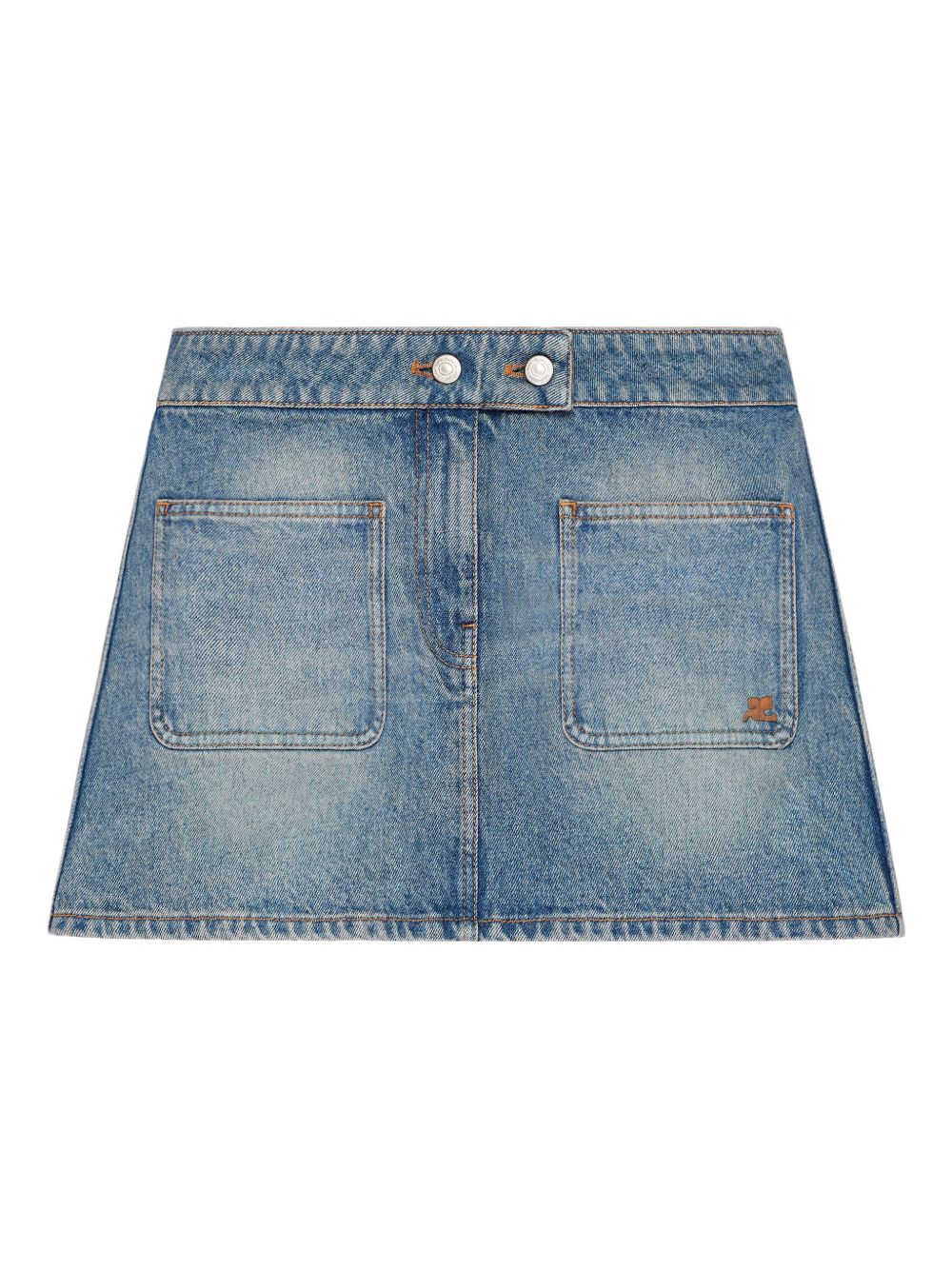 A-line Mini Denim Skirt with Double-Button Closure