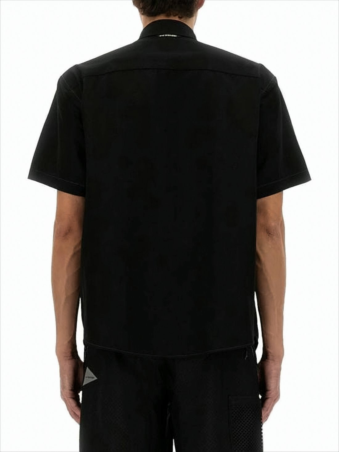 Boxy Black Short-Sleeved Shirt with Classic Collar