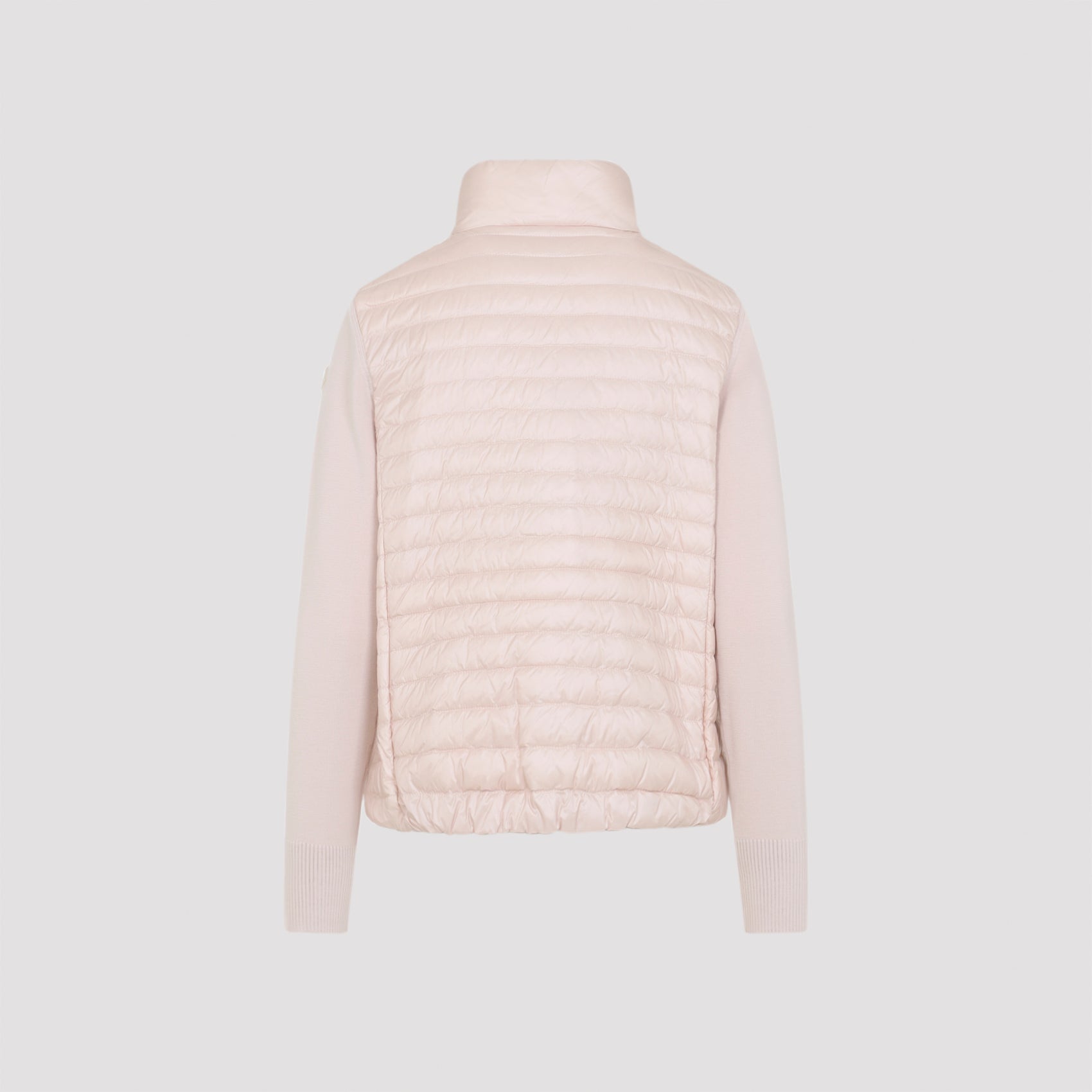 Quilted Casual Jacket With Knit Sleeves And High Collar
