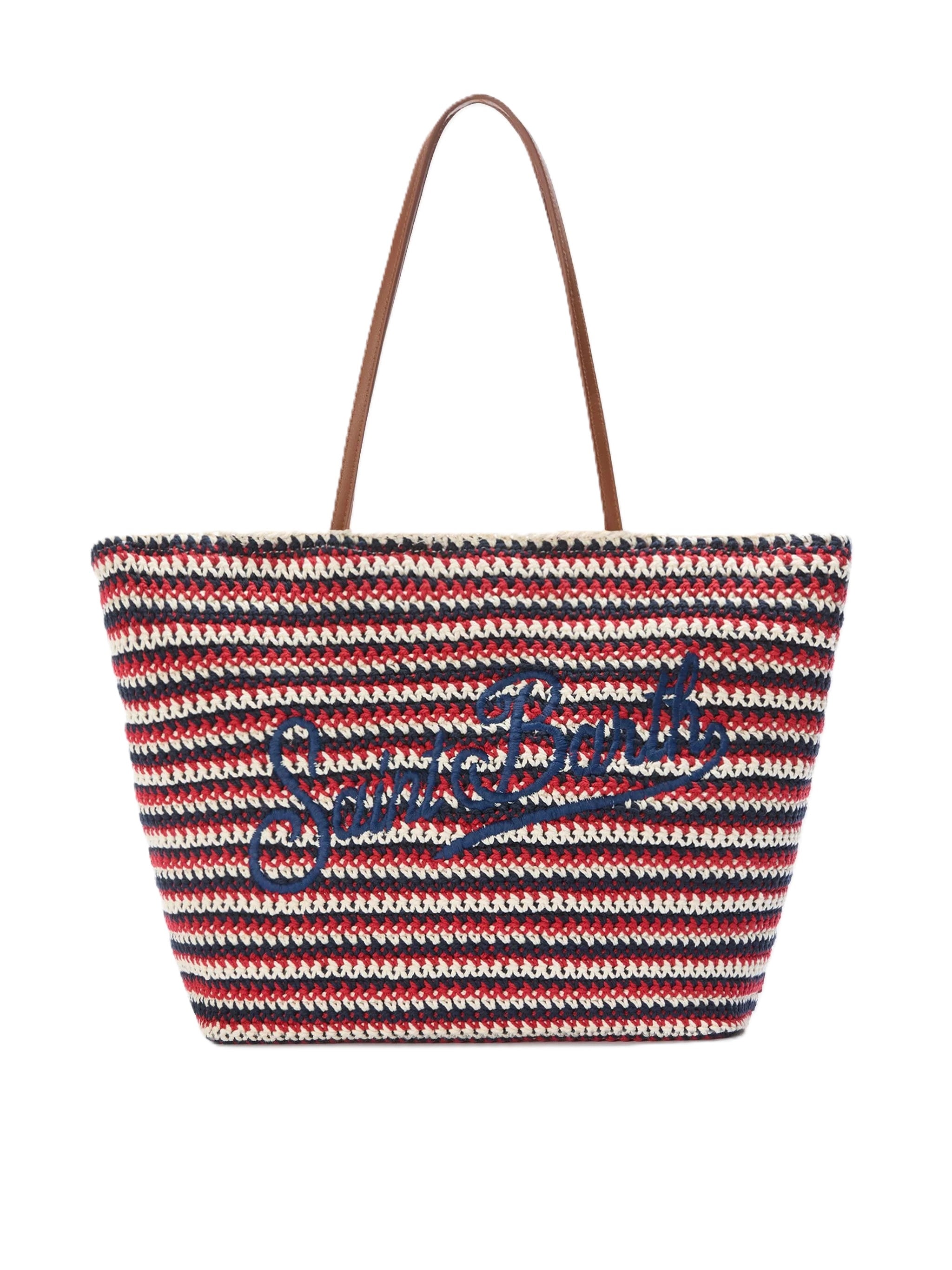 Woven Tote Bag with Horizontal Stripes