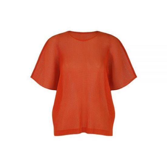 Textured Short-Sleeved Top with Boxy Silhouette