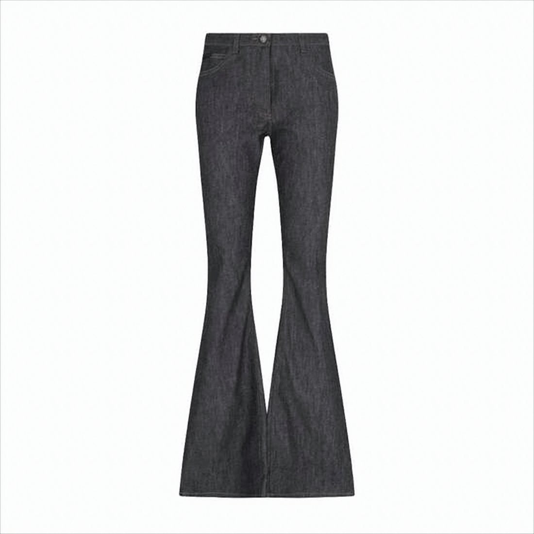 High-Waisted Flared Denim Jeans With Contrast Stitching
