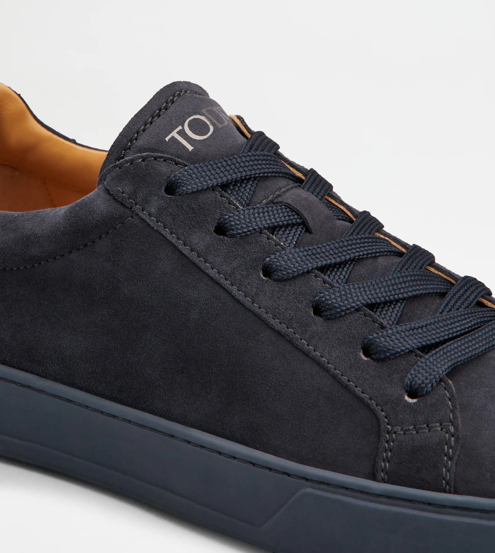 Refined Navy Blue Goat Leather Sneakers