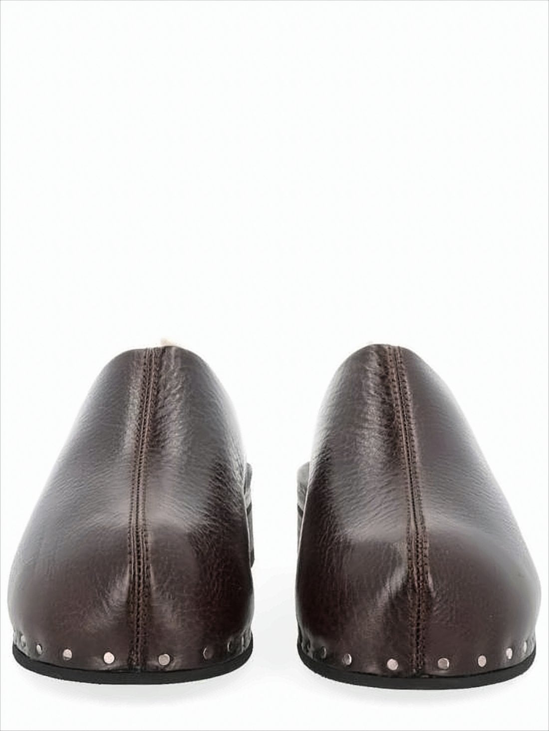 Deep Brown Cowhide Leather Slip-On Mules