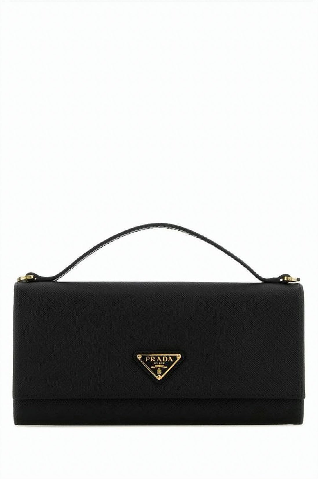 Black Rectangular Calf Leather Long Wallet