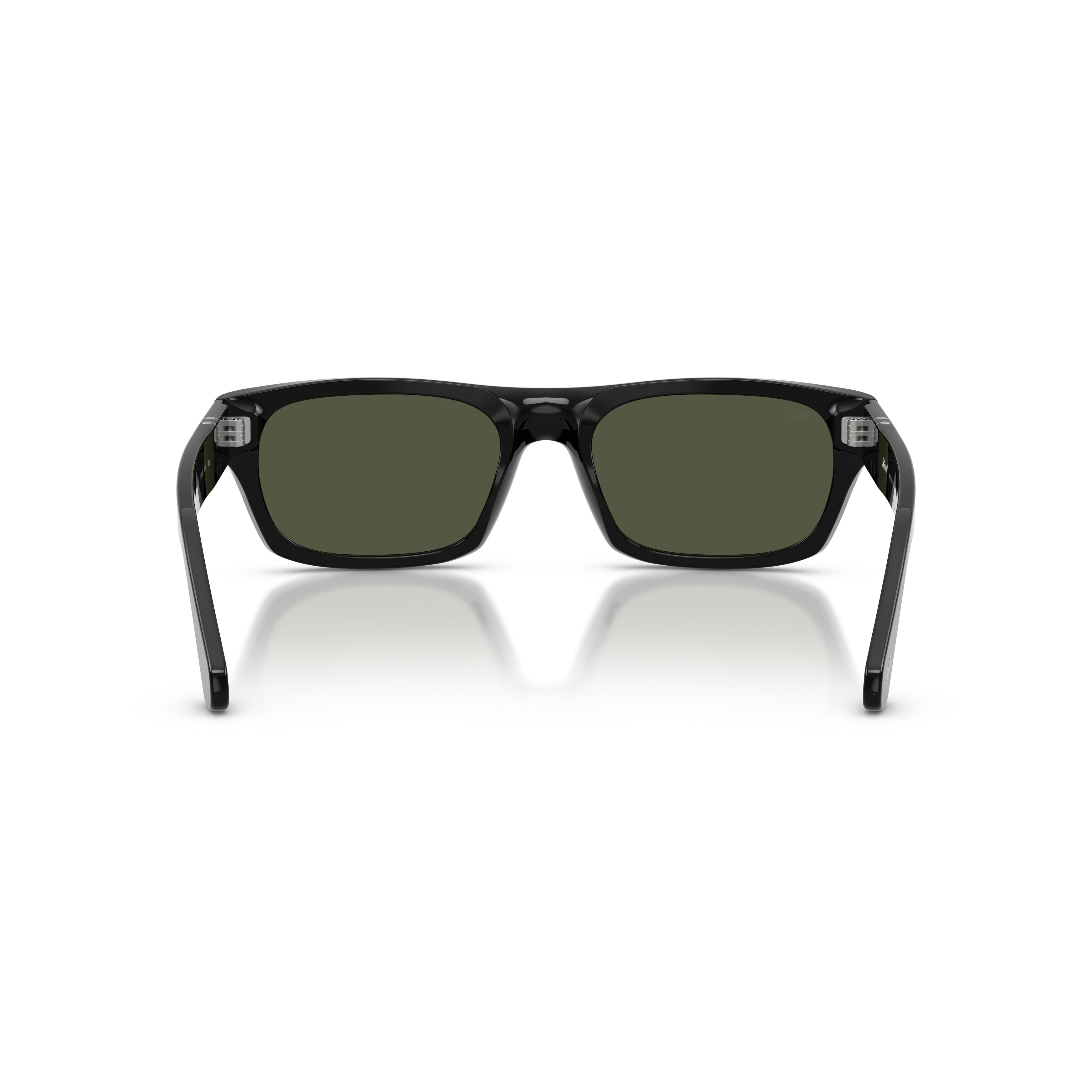 0po3398s Rectangular Black Acetate Sunglasses with Silver Arrow Detail