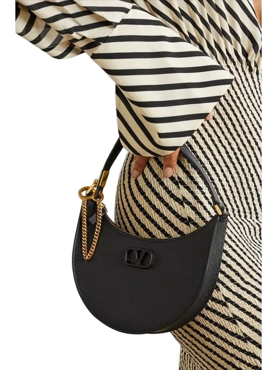 Crescent-Shape Cow Leather Shoulder Bag
