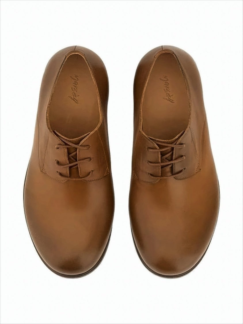 Minimalist Brown Leather Dress Shoes with Rounded Toe