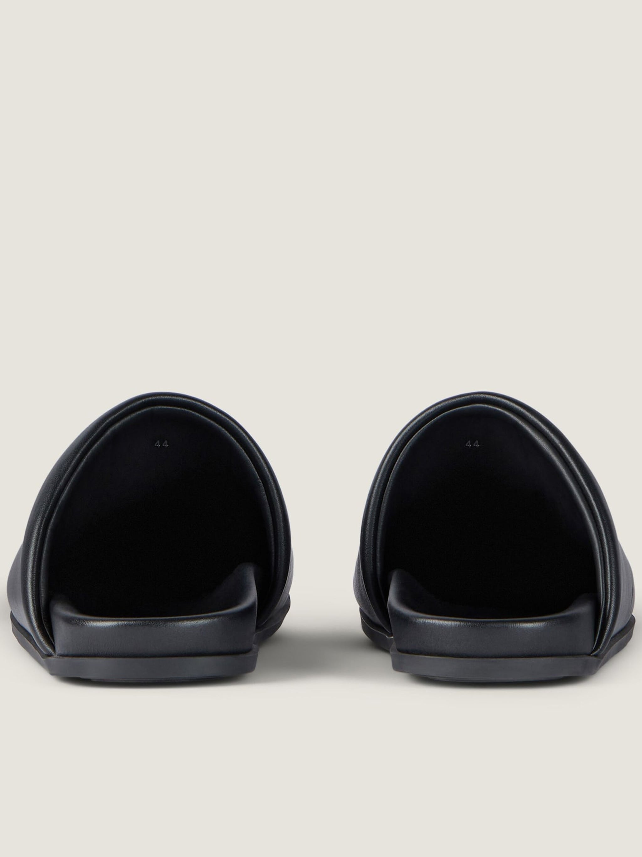 Puffy Black Lamb Skin Pointed Mules