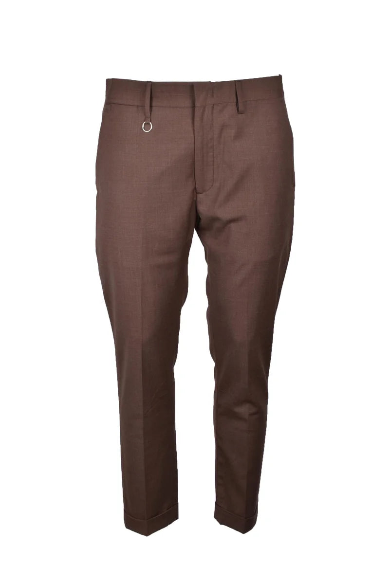 Tailored Brown Trousers with Mid-Rise Waist