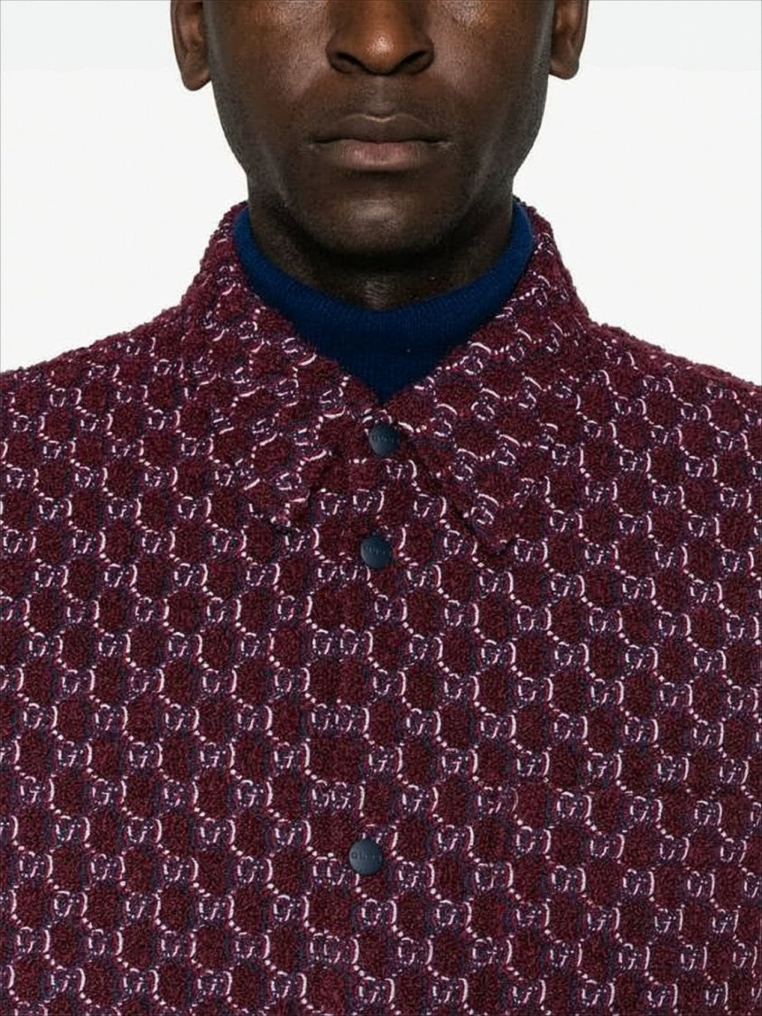 Patterned Burgundy Wool-Blend Shirt