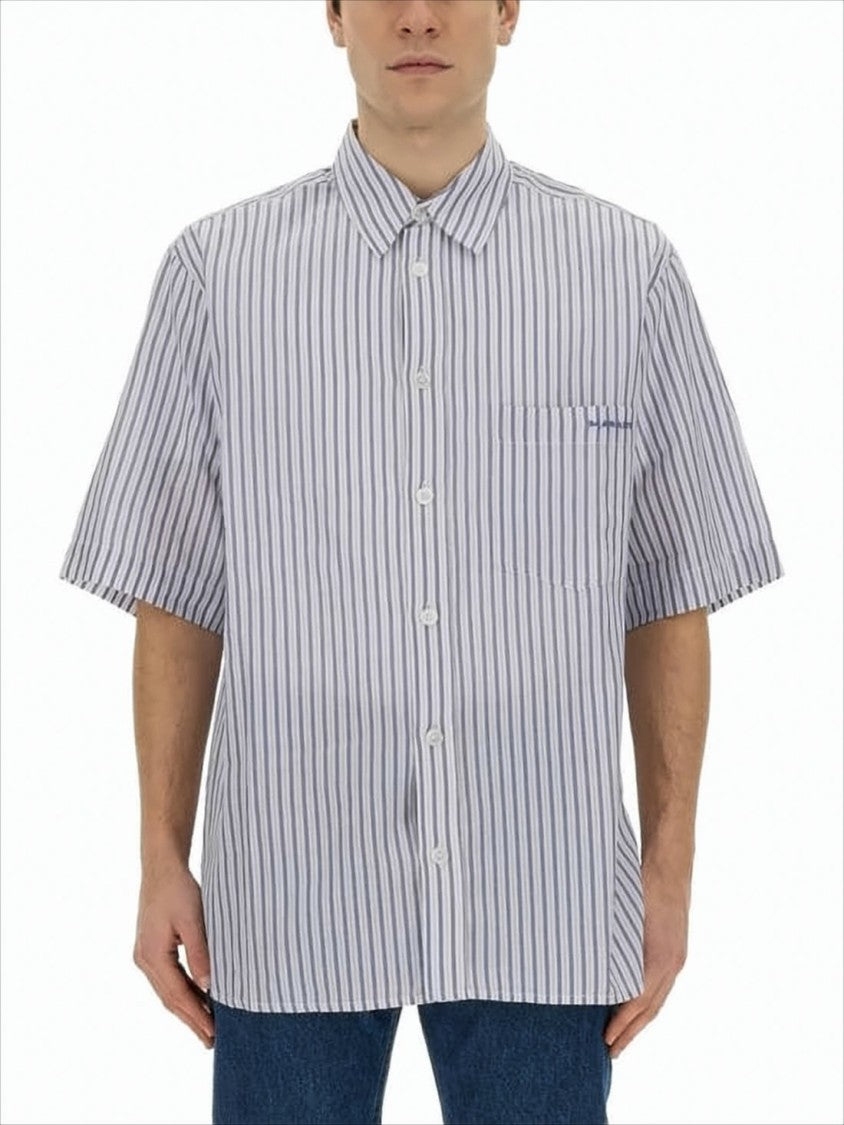Relaxed Fit Striped Short-Sleeved Shirt
