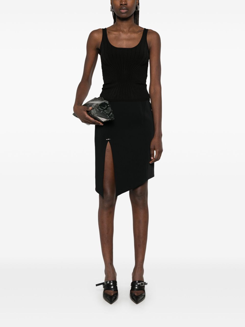 Asymmetrical Black Mini Skirt