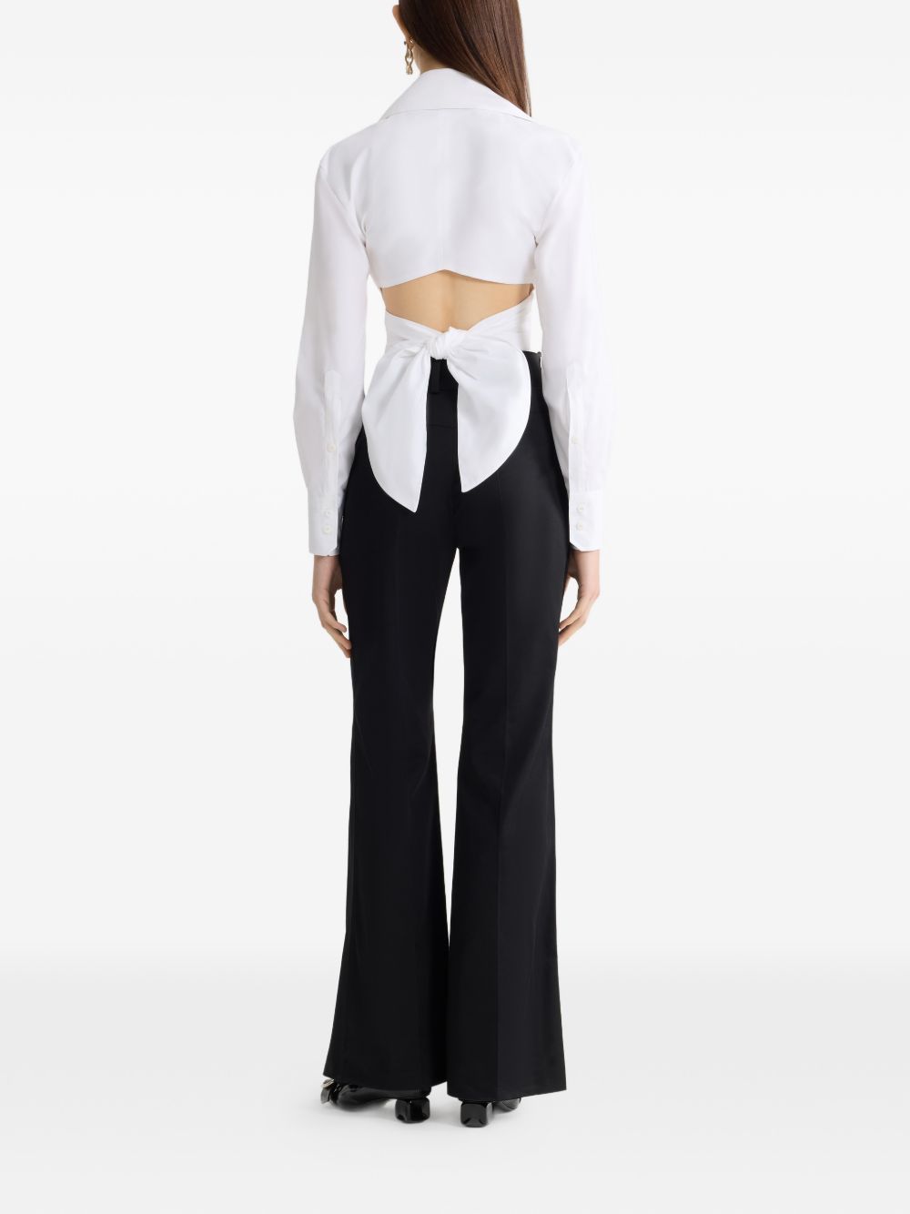 Collared Knotted Front Cut Out Back Top