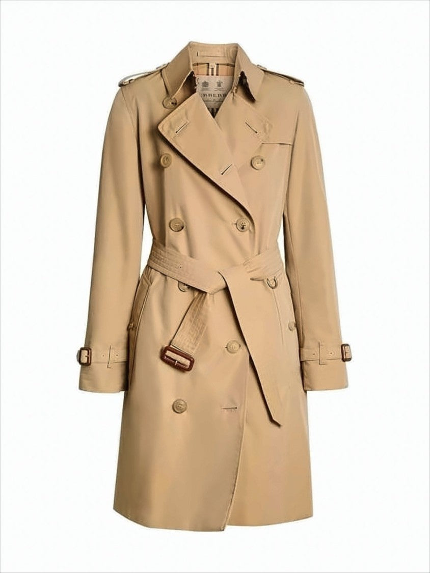 Double-Breasted Trench Coat with Distinctive Check Hood