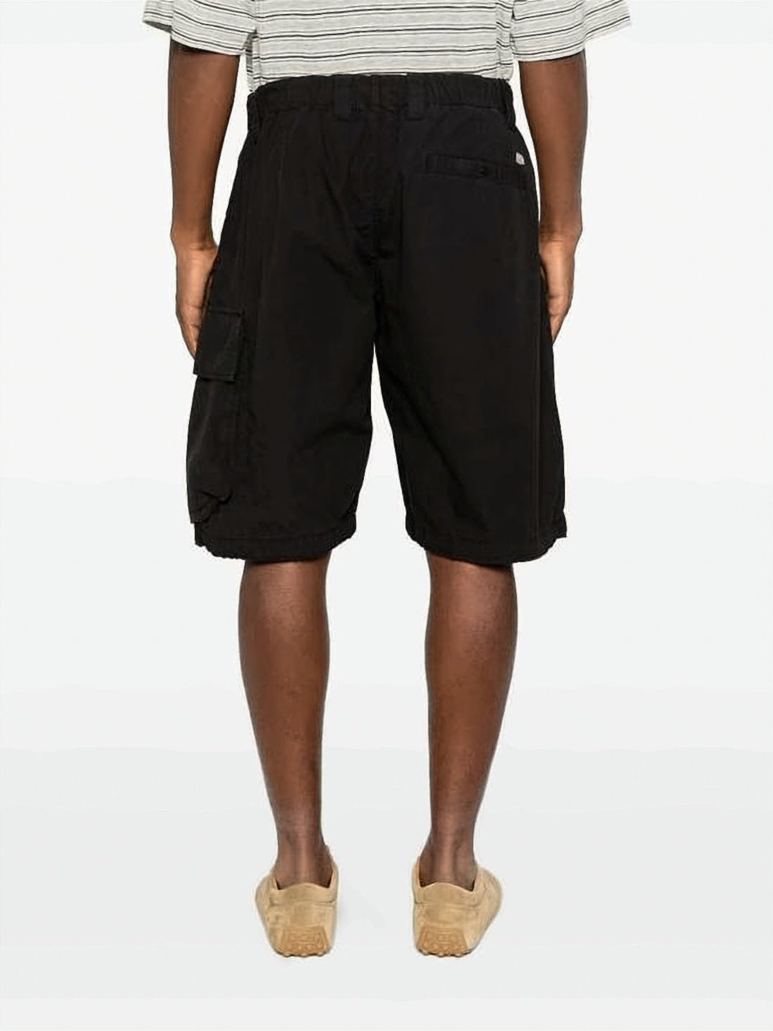 Black Relaxed-Fit Lens Detail Cotton Shorts