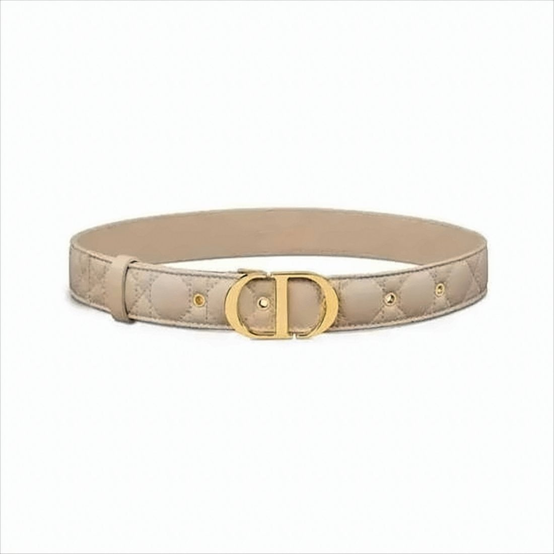 Quilted Slim Belt with Gold-tone 'CD' Logo Buckle