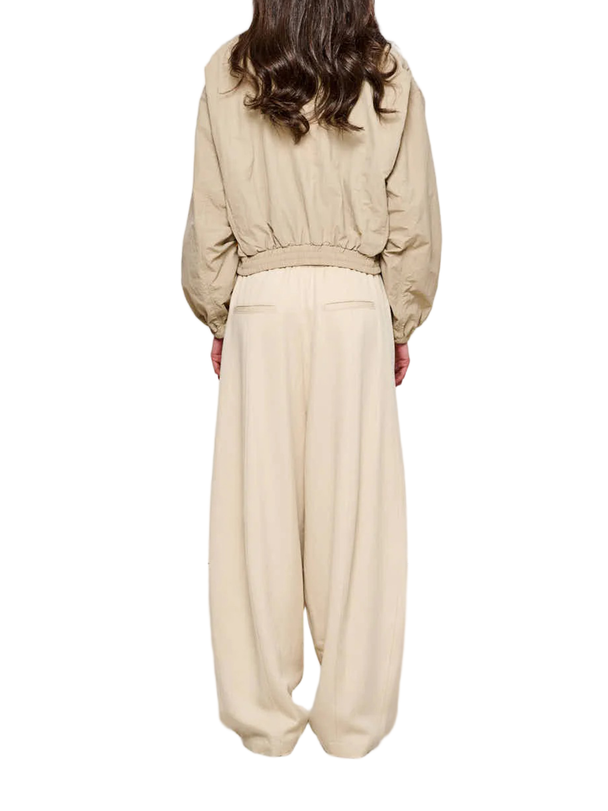Beige Bomber Compact Nylon Bomber Jacket