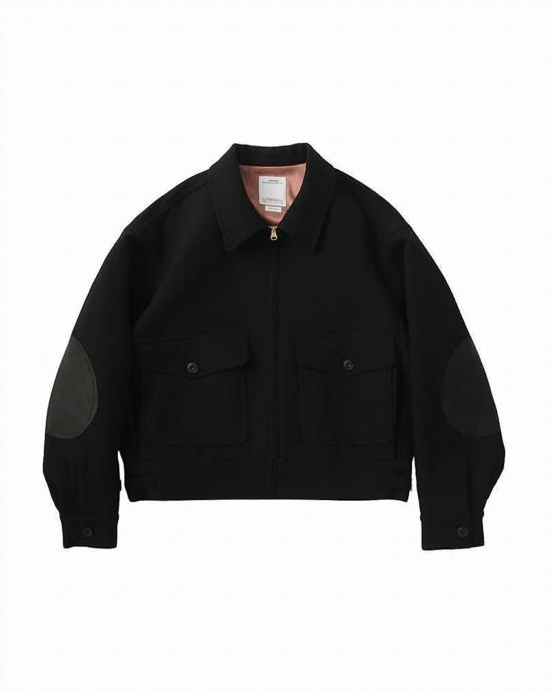 Black Wool Linen Elbow Patch Jacket