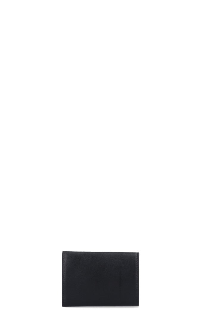 Rectangular Black Wallet With Gold-Tone Accent