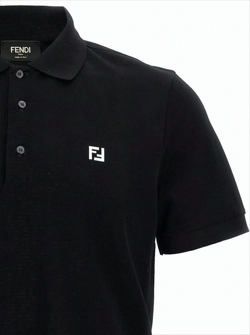 Short-Sleeve Black Polo Shirt With Subtle Logo Detail